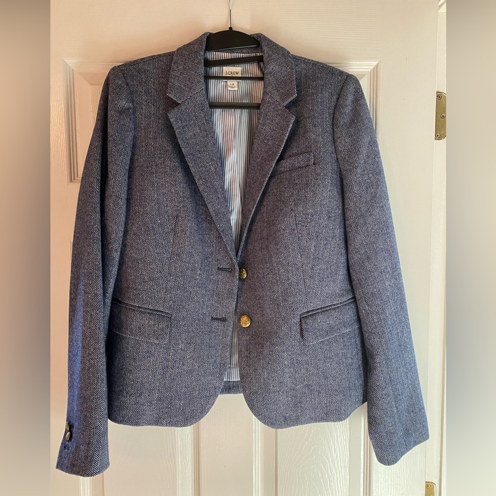 Jcrew Factory navy blue herringbone blazer, size 12, NWOT